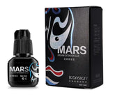 Close-up of IrisMoon 15ml eyelash extension glue bottle for precise lash application